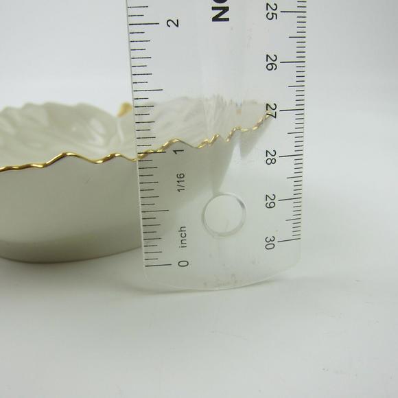 Lenox Leaf Candy Nut Dish Ivory with Gold Trim Handcrafted in Japan - Picture 11 of 14